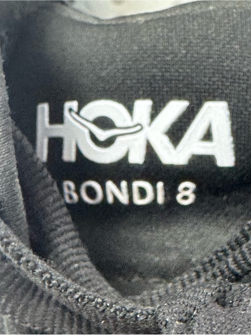 HOKA Bondi 8 Women’s Running Sneakers Black White Size 9.5 No Insoles - Picture 3 of 6